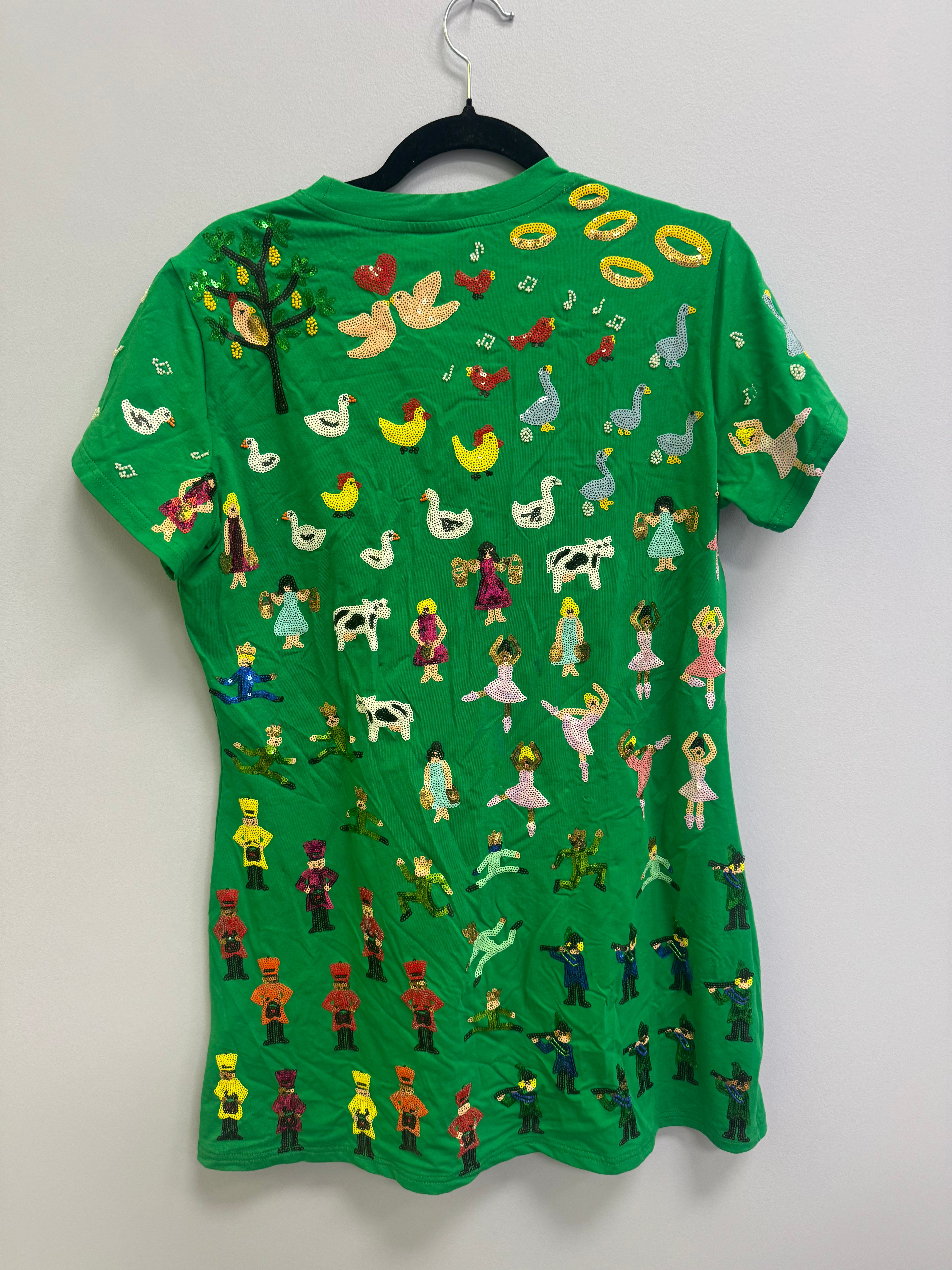 SAMPLE- GREEN 12 DAYS OF CHRISTMAS TEE DRESS