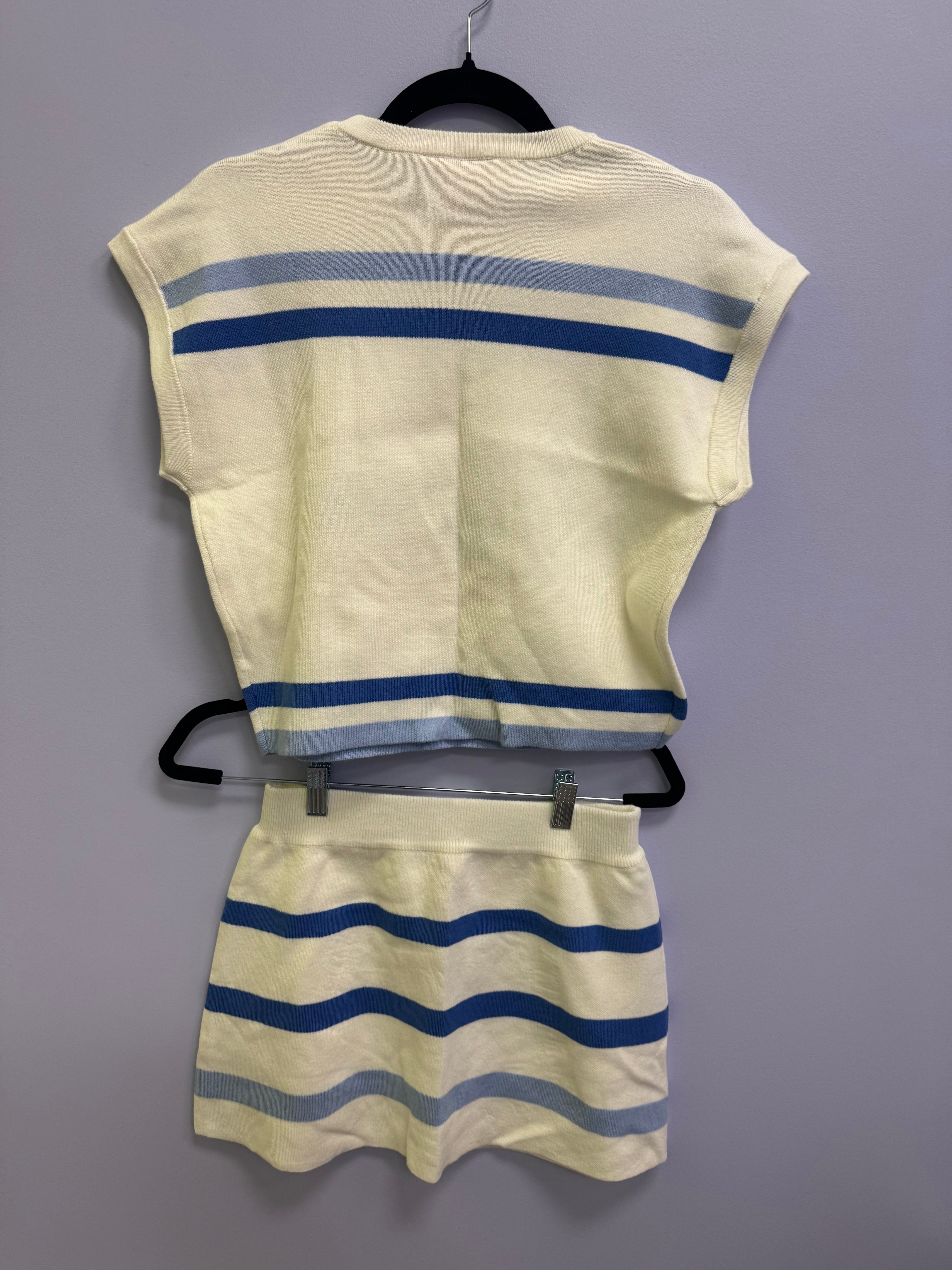 SAMPLE- WHITE & ROYAL ‘GET LIT’ MENORAH STRIPE TOP/SKIRT SET