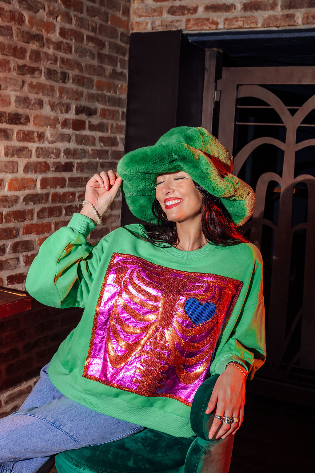 Green X Ray Heart Sweatshirt