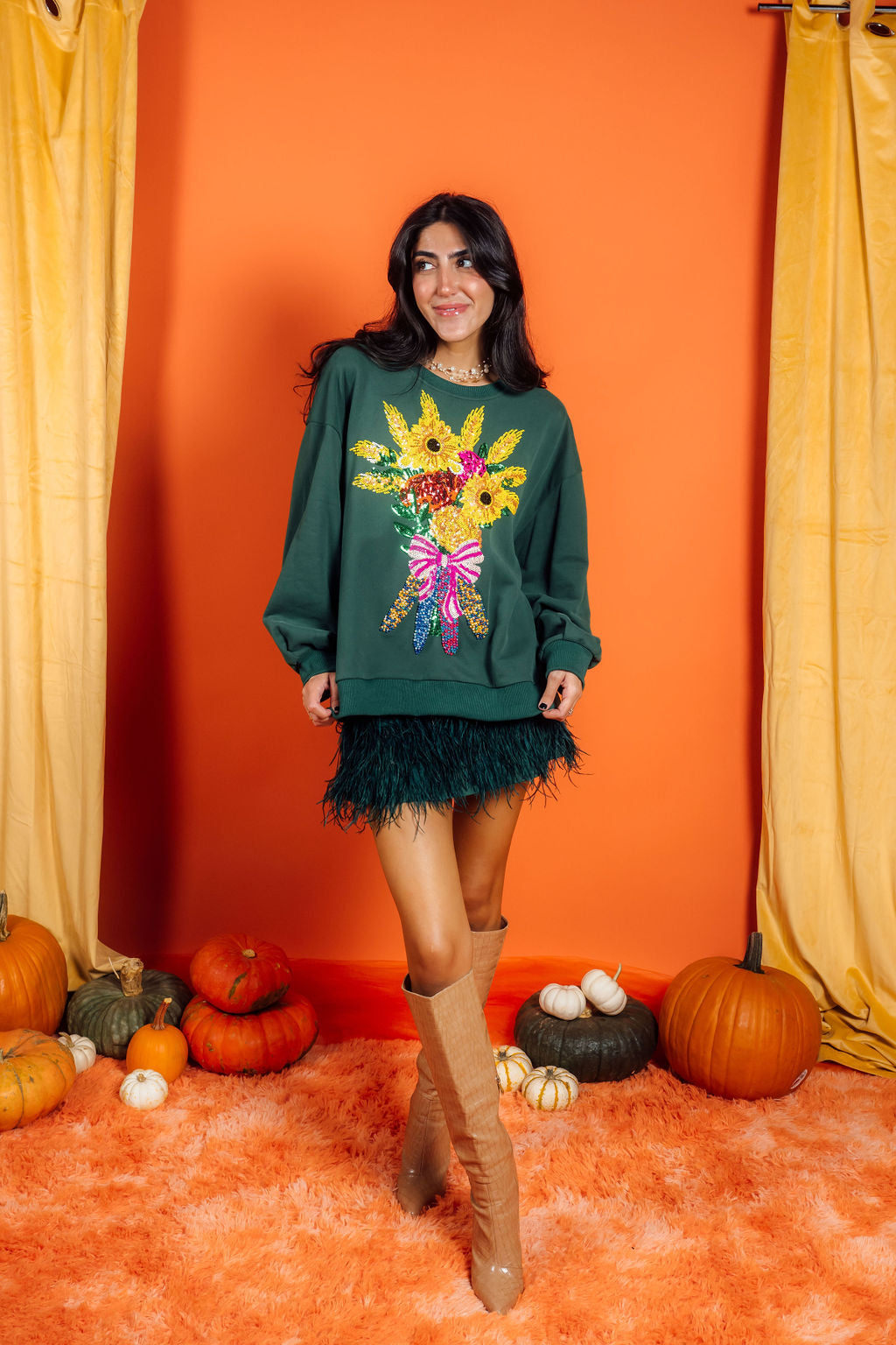 Dark Green Fall Bouquet Sweatshirt