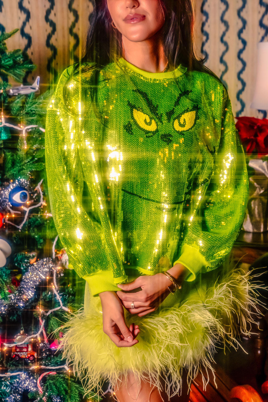 Green Grinch Full Sequin Sweatshirt