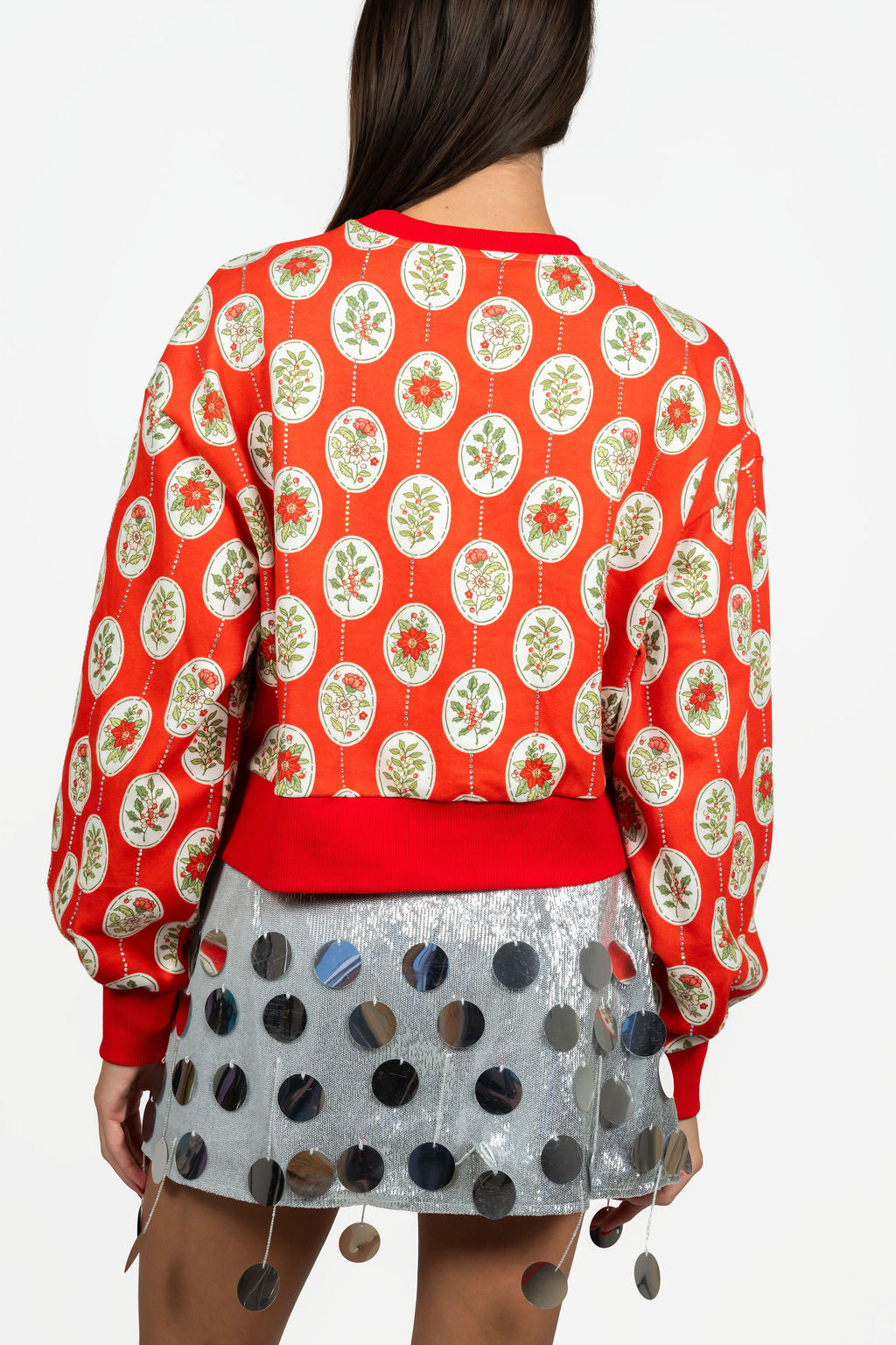 Sample Red Vintage Floral Print Sweatshirt