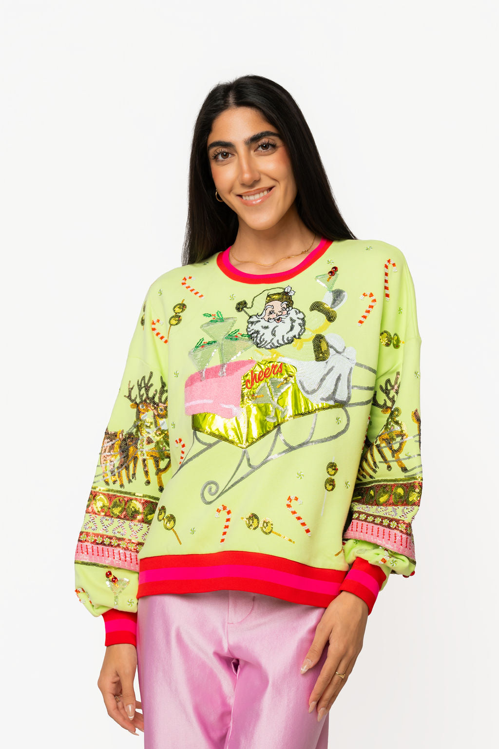 Light Green Martini Vintage Santa Sweatshirt