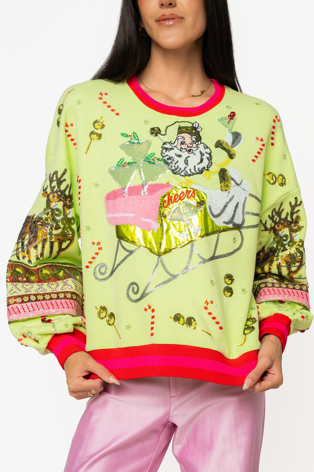 Light Green Martini Vintage Santa Sweatshirt
