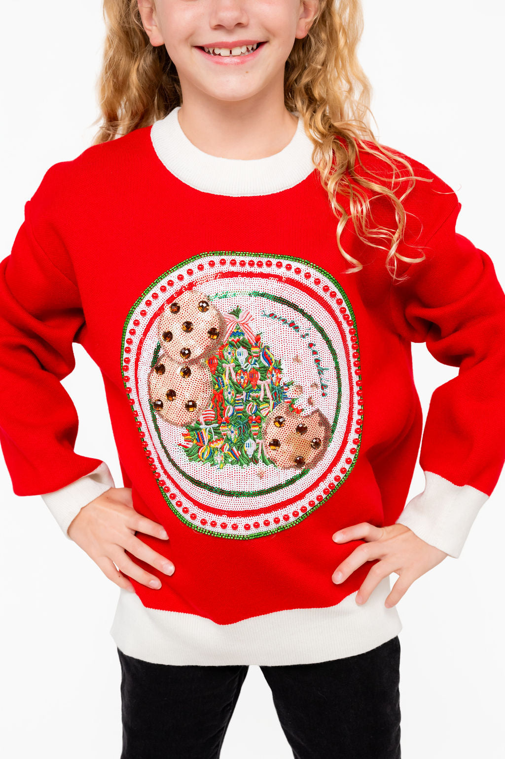 Kids Red Cookies on a Plate Sweater