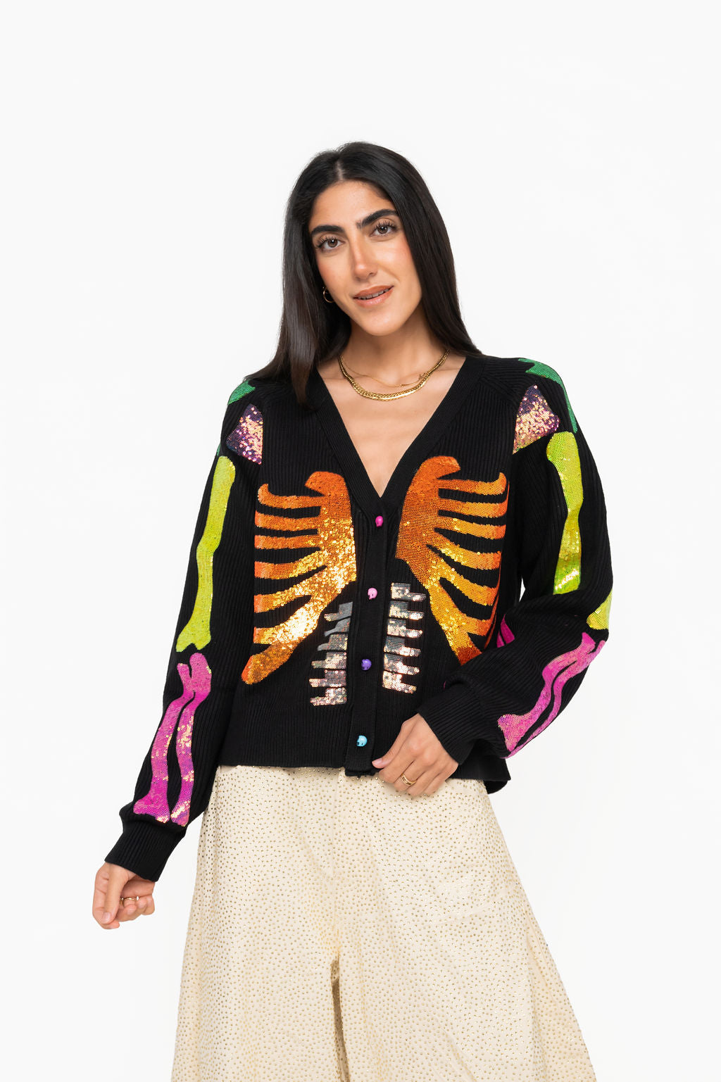 Black Multi Sequin Skeleton Cardigan