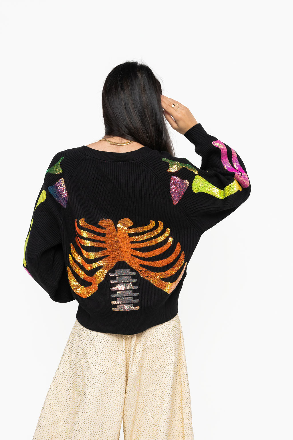 Black Multi Sequin Skeleton Cardigan