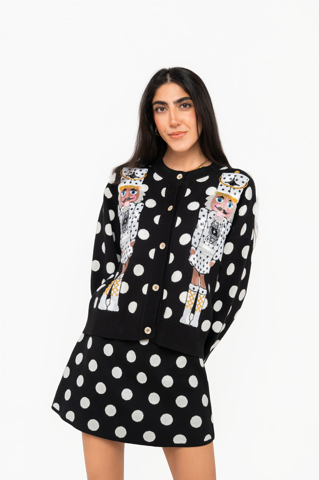 Black & White Polka Dot Knit Skirt