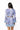 Sample Denim Print Feather Trim Rainbow Belt Long Sleeve Dress