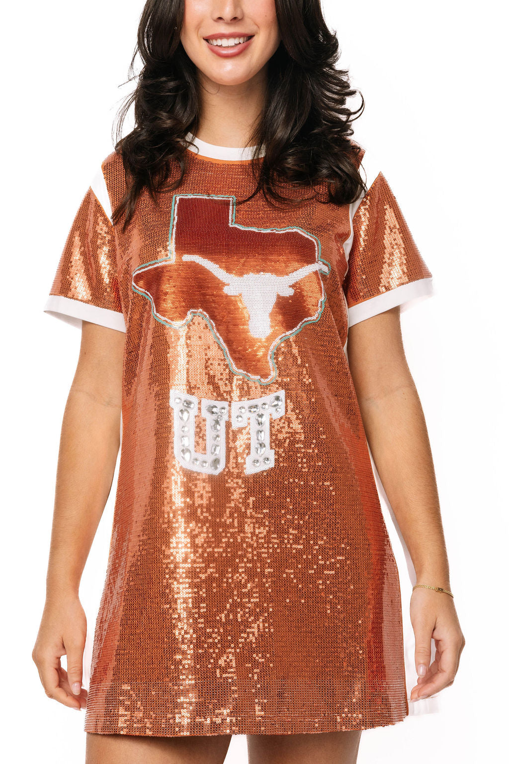 Licensed Texas Full Sequin Mascot Tee Dress – Queen of Sparkles