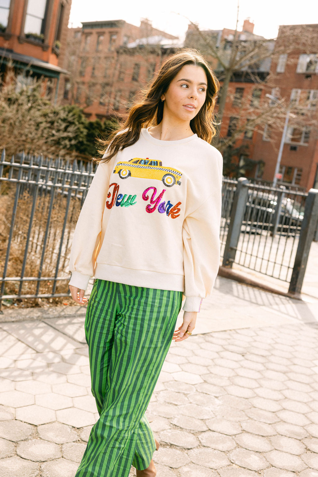 Beige & Rainbow 'New York' Taxi Cab Sweatshirt