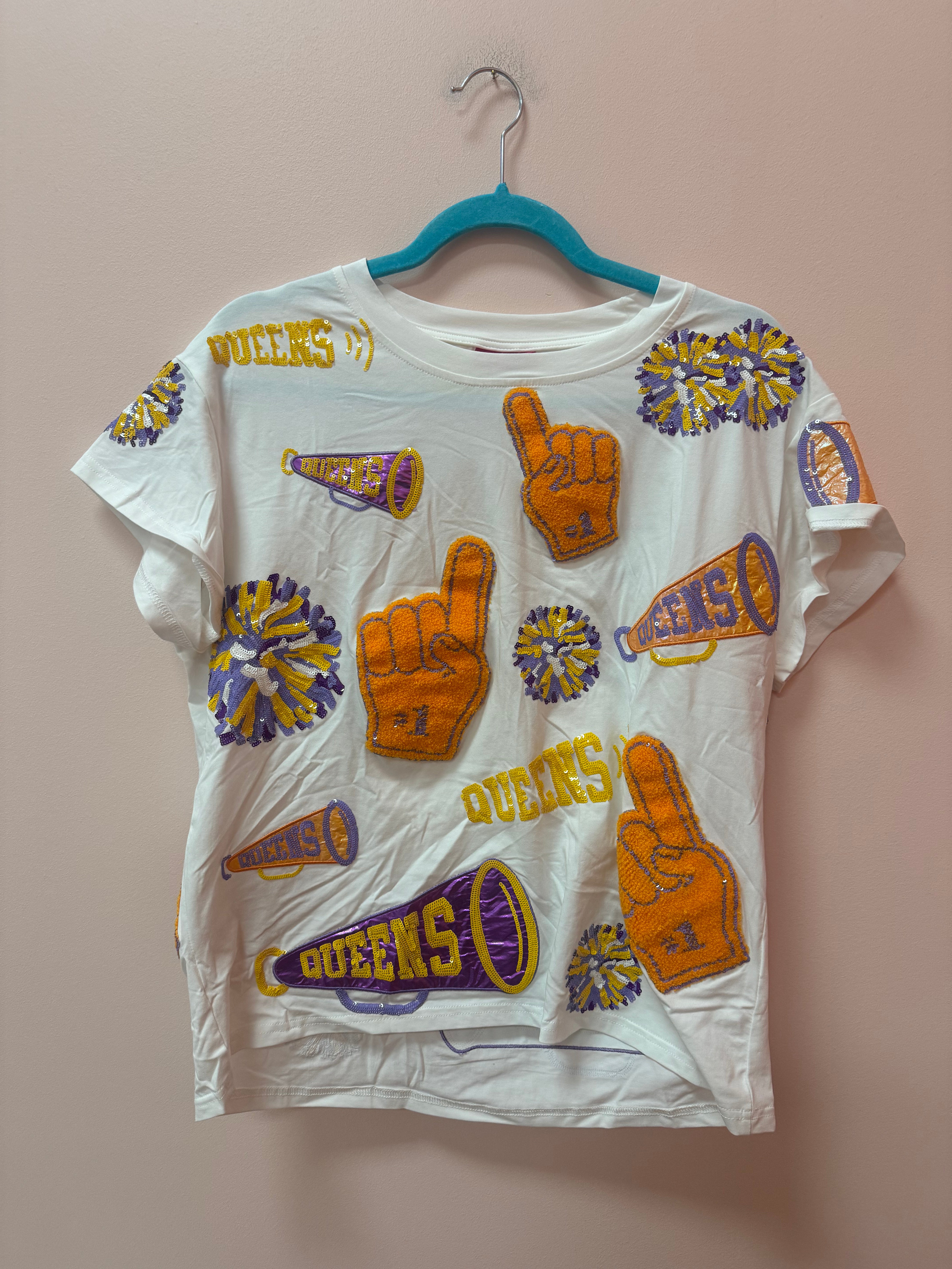 SAMPLE- WHITE, PURPLE. & YELLOW CHEERS ICON TEE