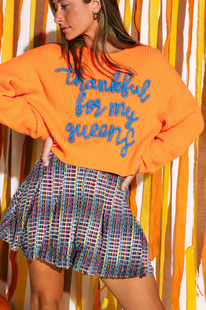 Queen of Sparkles Full Sequin Multi Tree Sweater