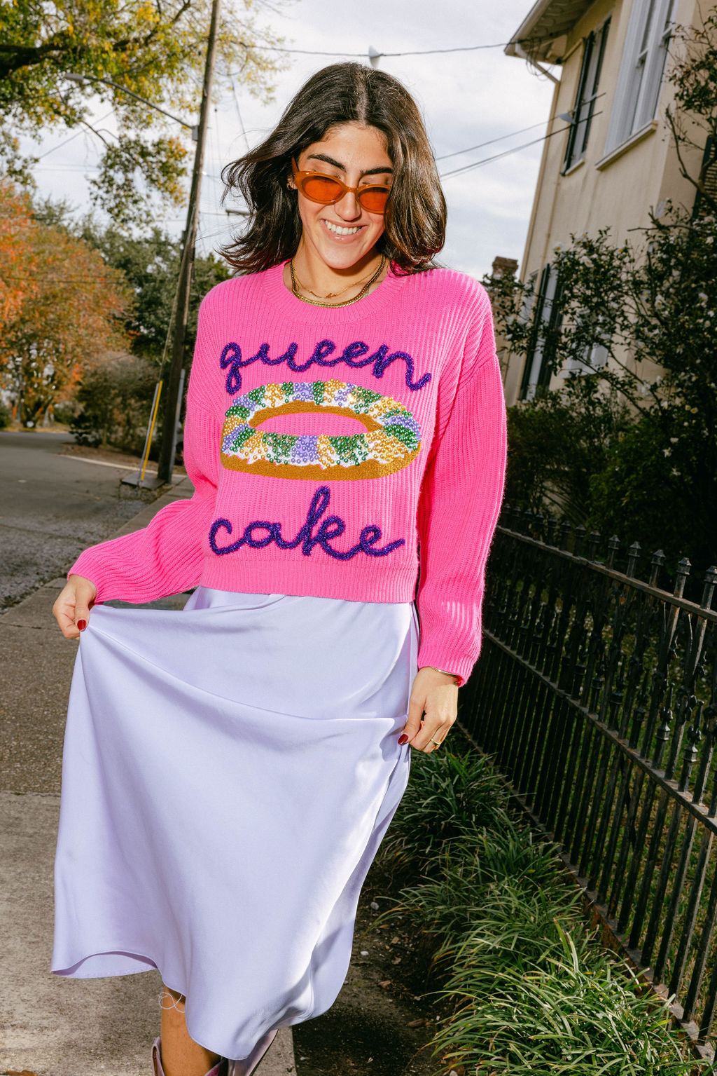 Neon Pink Queen Cake Sweater