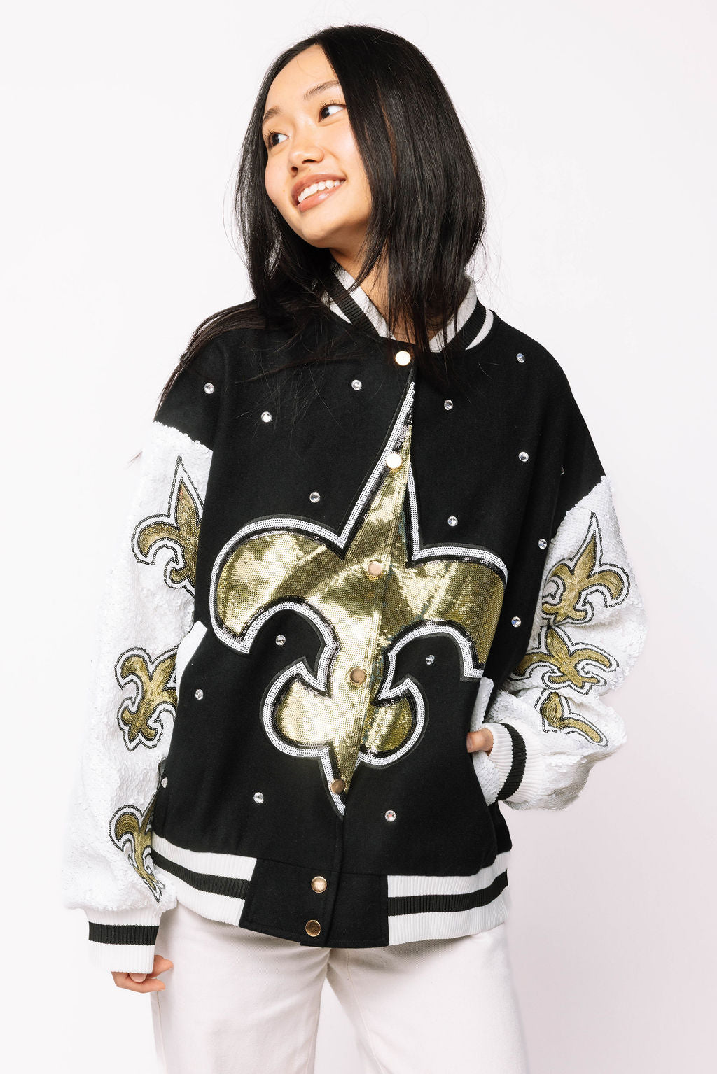 Licensed Saints Oversized Fleur De Lis Jacket