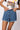 Light Wash Denim Clear Rhinestone Queen Short