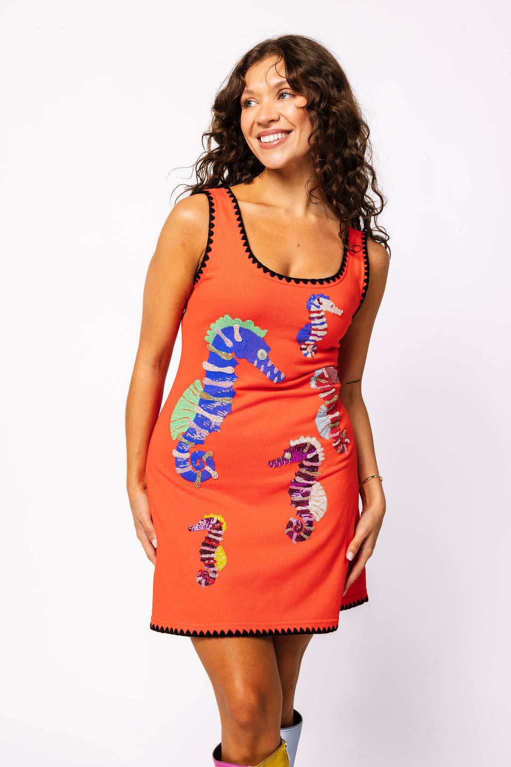 Red Multi Seahorse Tank Dress