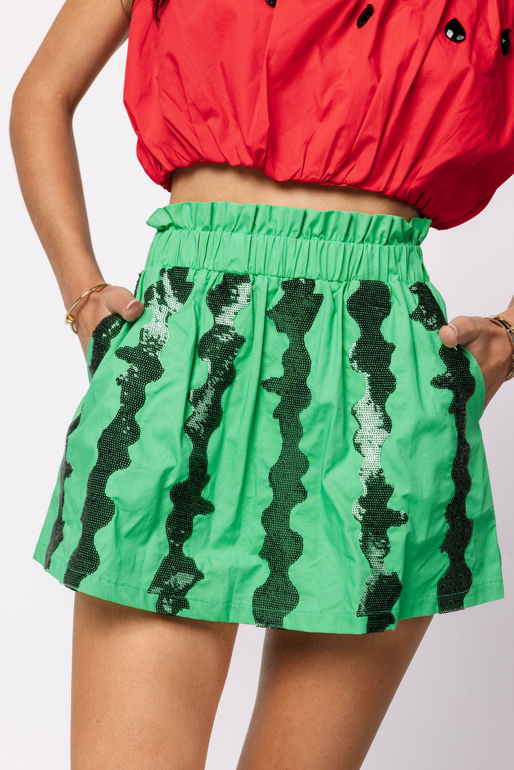 Green Watermelon Rind Skort