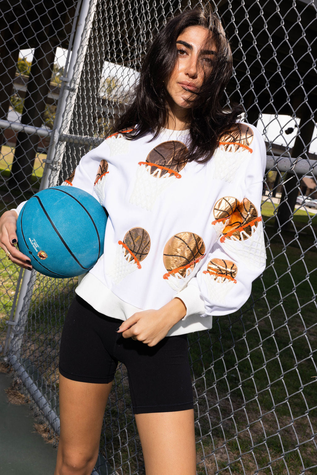 White Basketball Hoop Sweatshirt