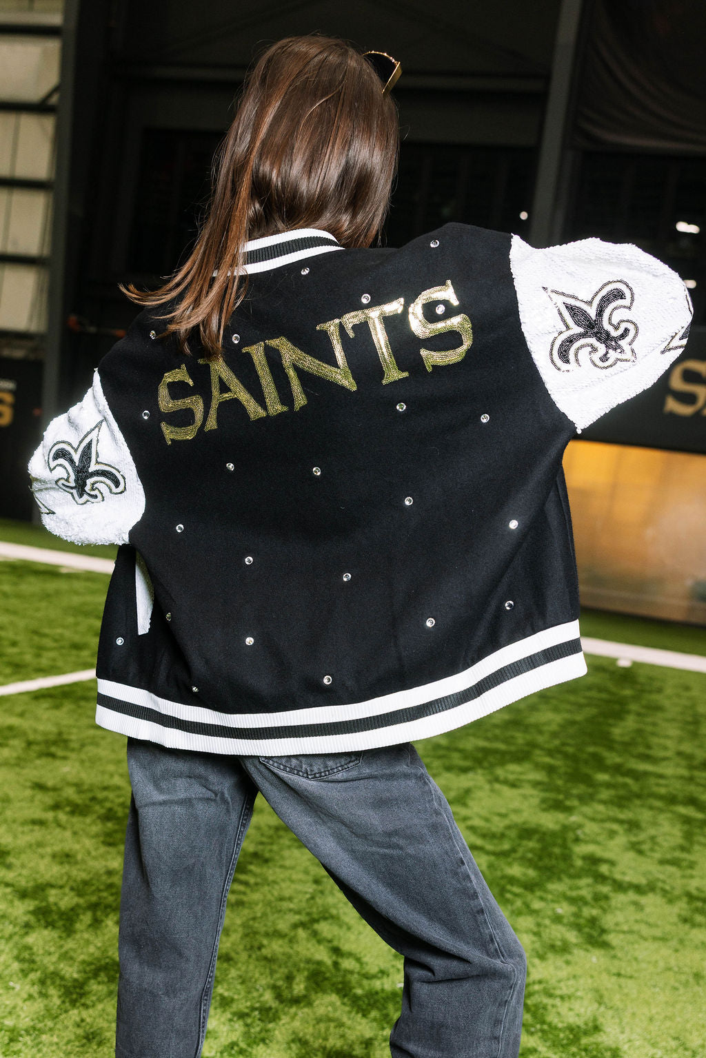 Licensed Saints Oversized Fleur De Lis Jacket