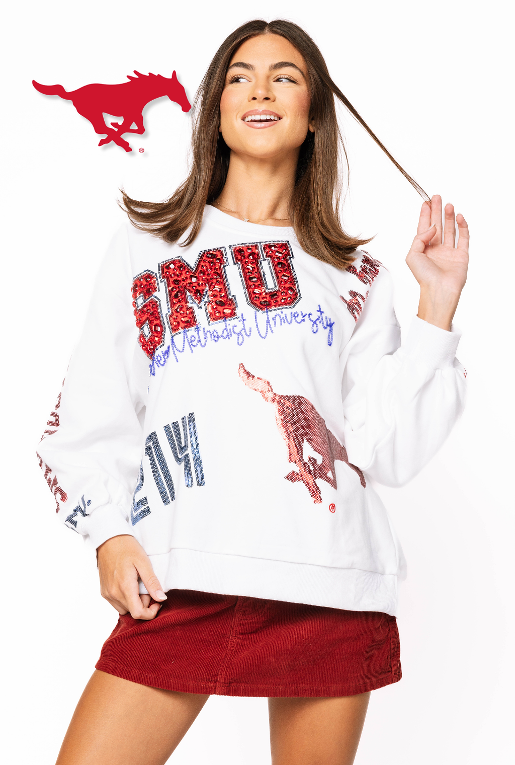 Licensed SMU Big Icons Scattered All Over Sweatshirt