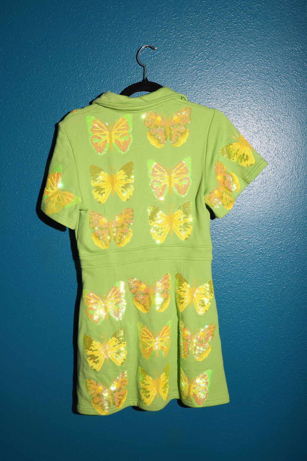 SAMPLE LIME GREEN & YELLOW BUTTON DOWN BUTTERFLY DRESS