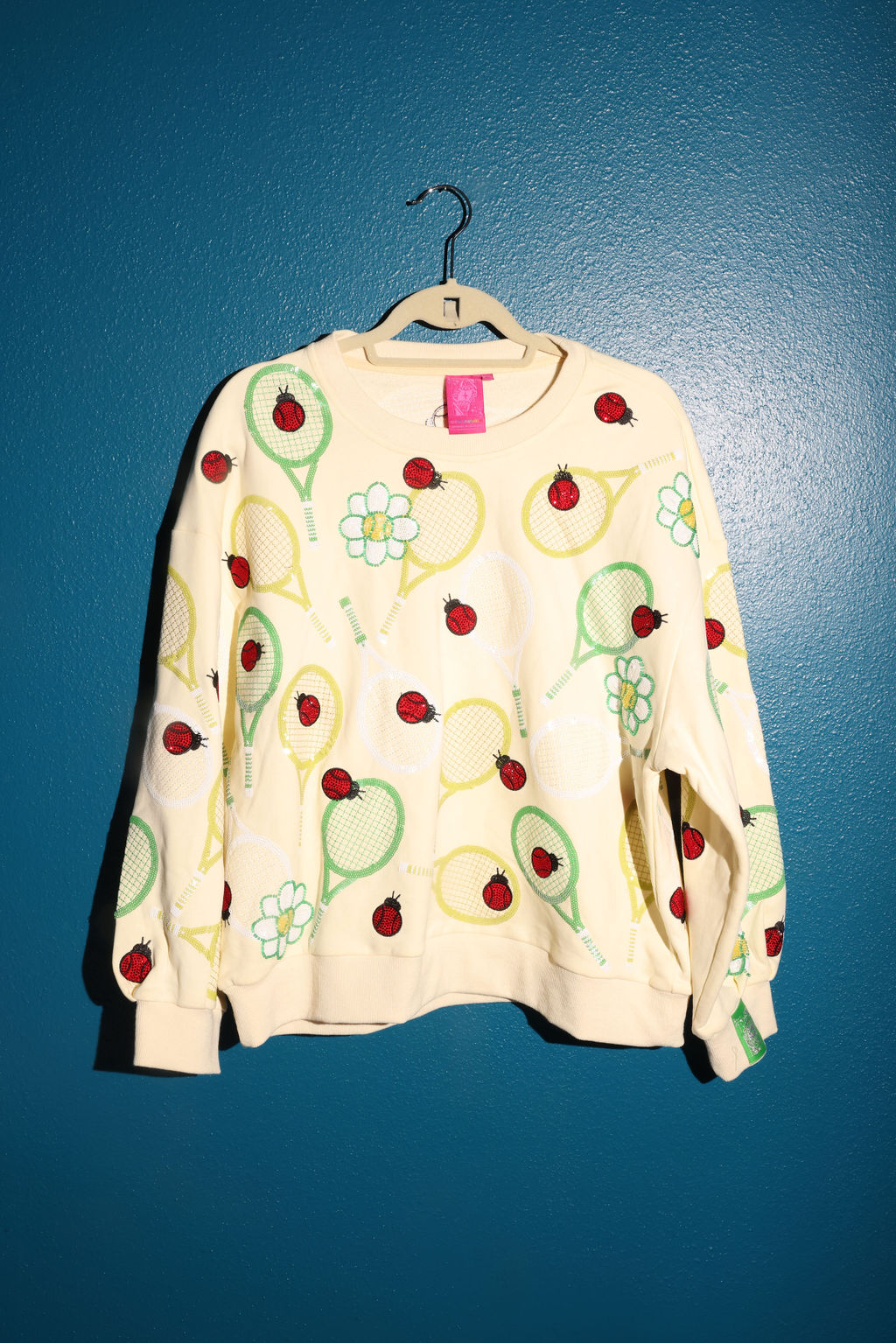 SAMPLE PALE YELLOW RAQUET & LADY BUG SWEATSHIRT