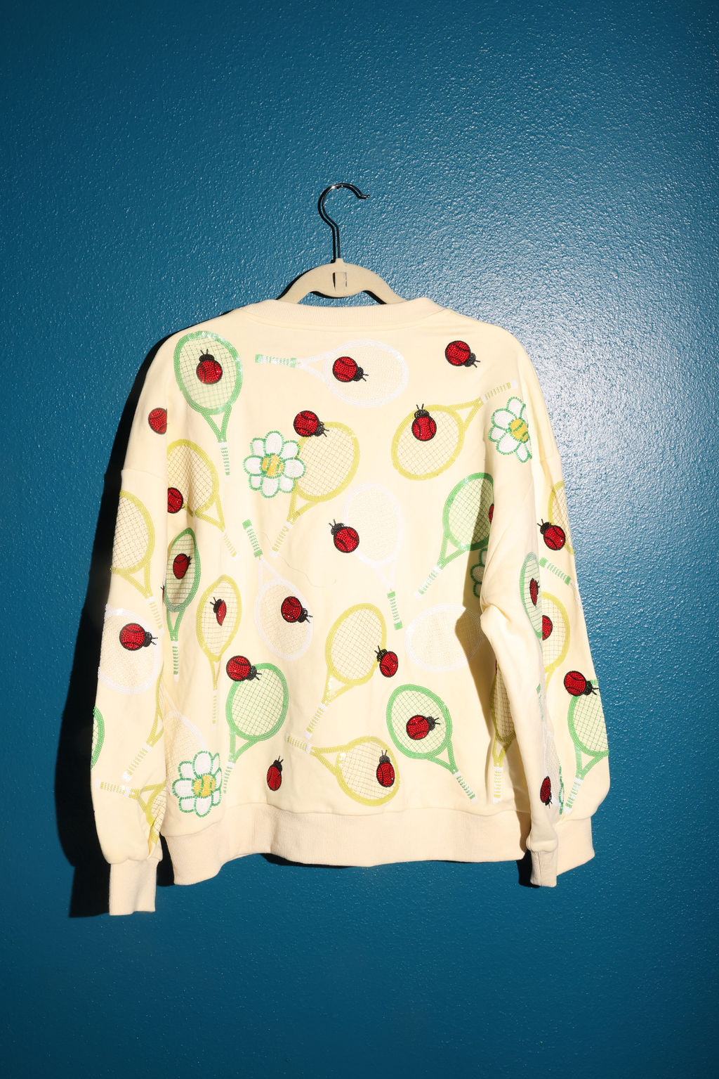 SAMPLE PALE YELLOW RAQUET & LADY BUG SWEATSHIRT