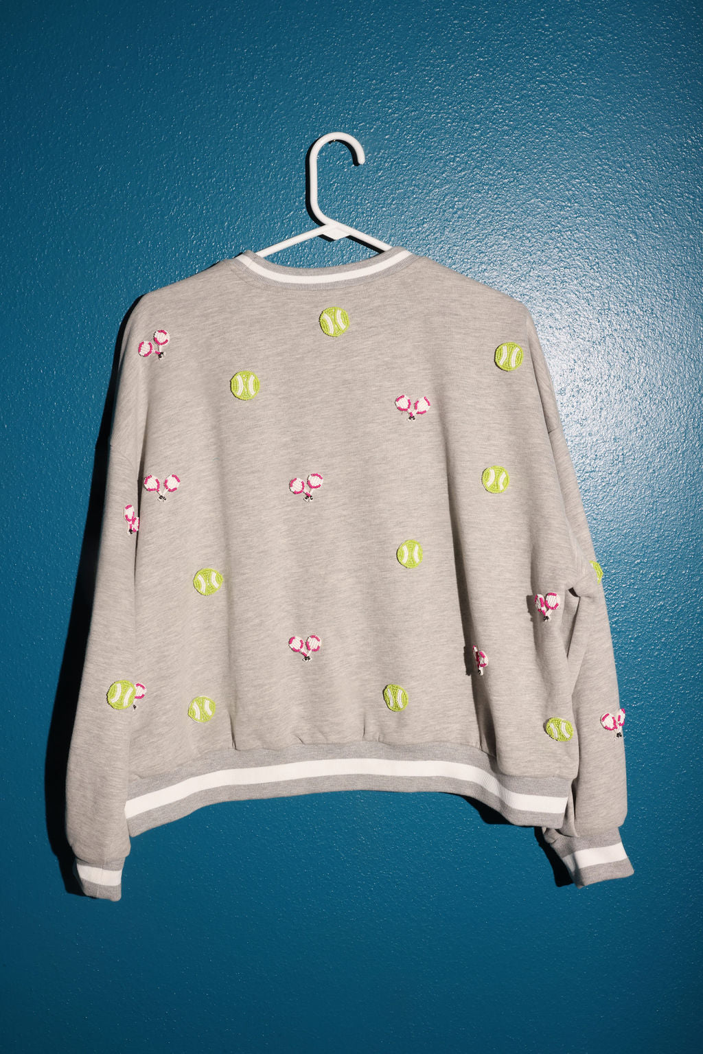 SAMPLE GREY MULTI BEADED SCATTERED TENNIS SWEATSHIRT