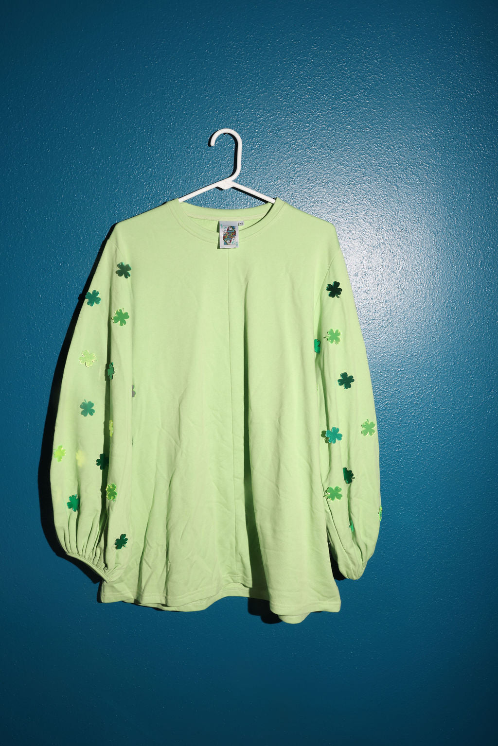 SAMPLE GREEN SHAMROCK PAILETTE LONG SLEEVE DRESS