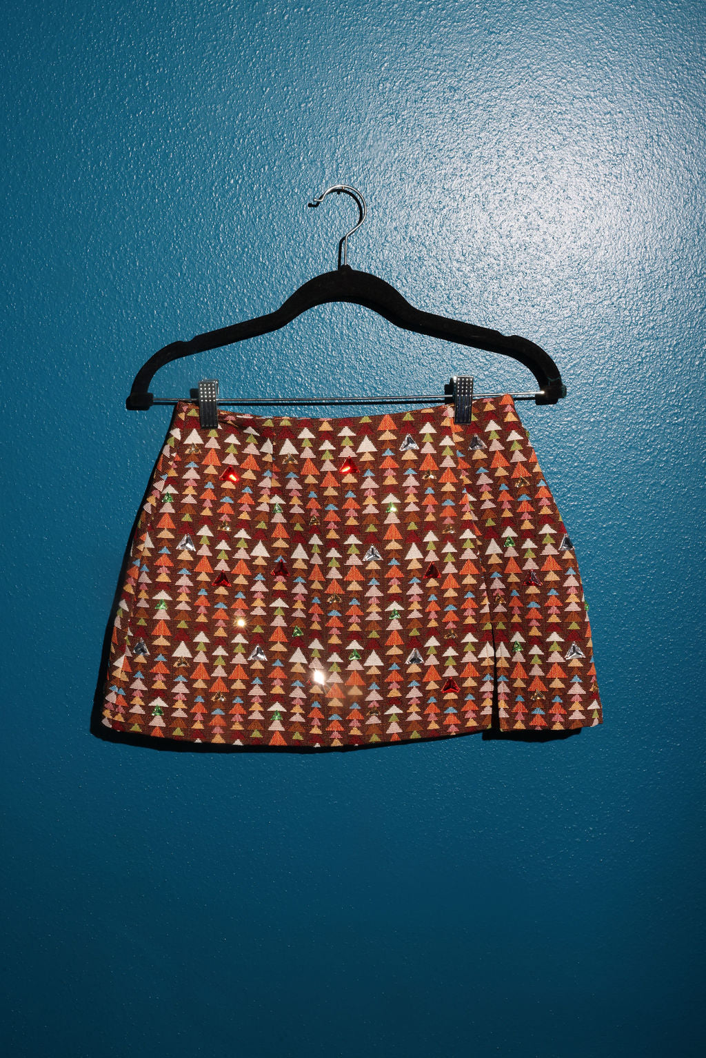 SAMPLE BROWN MULTI TRIANGLE RHINESTONE SKORT