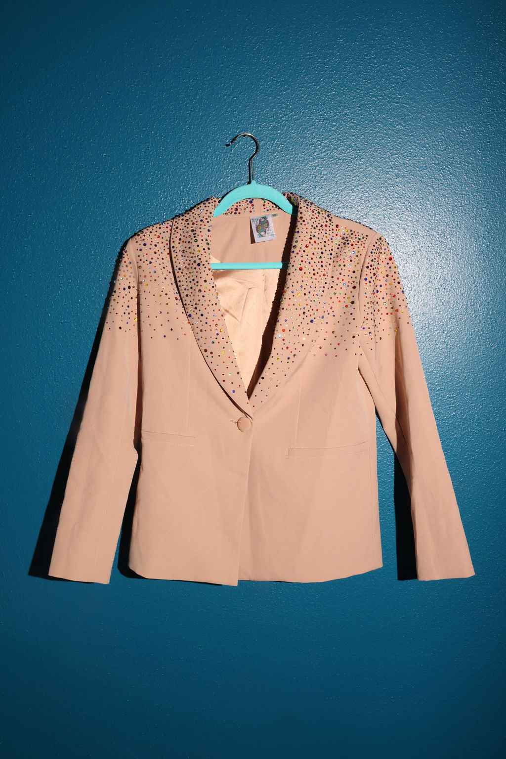 SAMPLE BEIGE MULTI RHINESTONE BLAZER