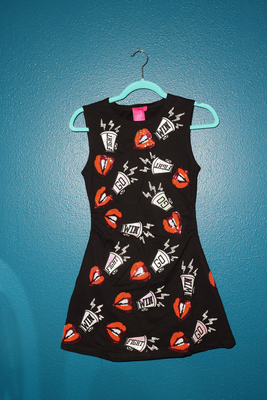 SAMPLE- BLACK, ORANGE & RED LIP CHANT TANK DRESS
