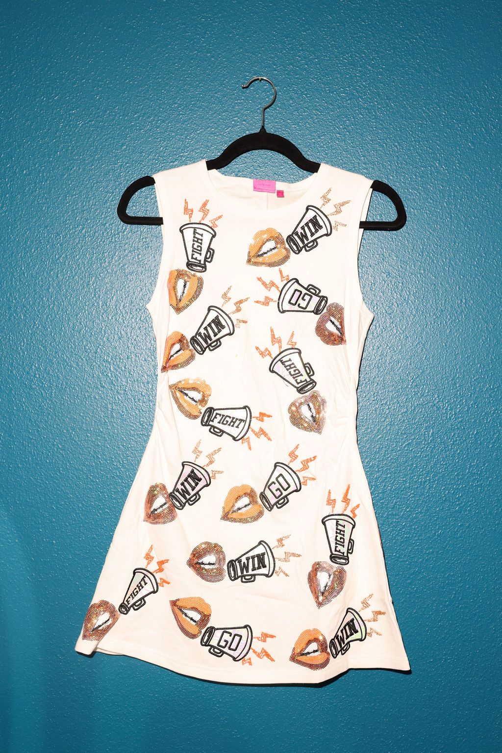SAMPLE- WHITE & ORANGE  LIP CHANT TANK DRESS