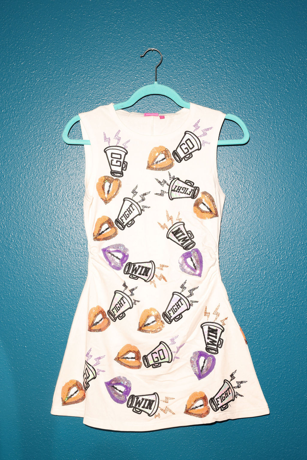 SAMPLE WHITE, PURPLE & ORANGE  LIP CHANT TANK DRESS