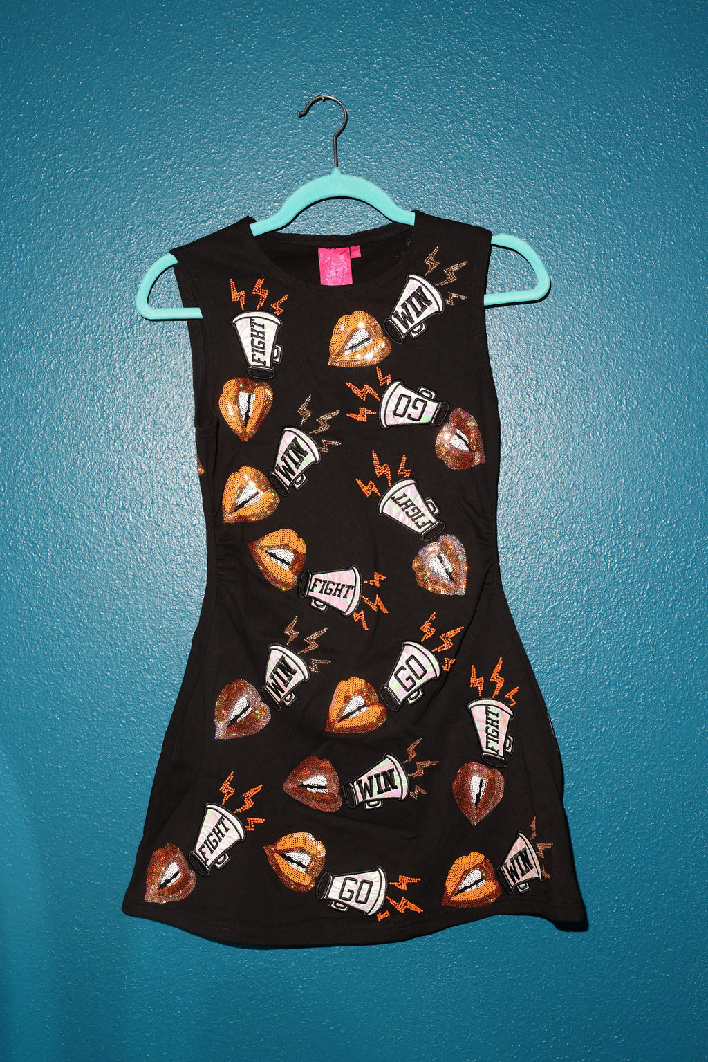 SAMPLE- BLACK & ORANGE  LIP CHANT TANK DRESS