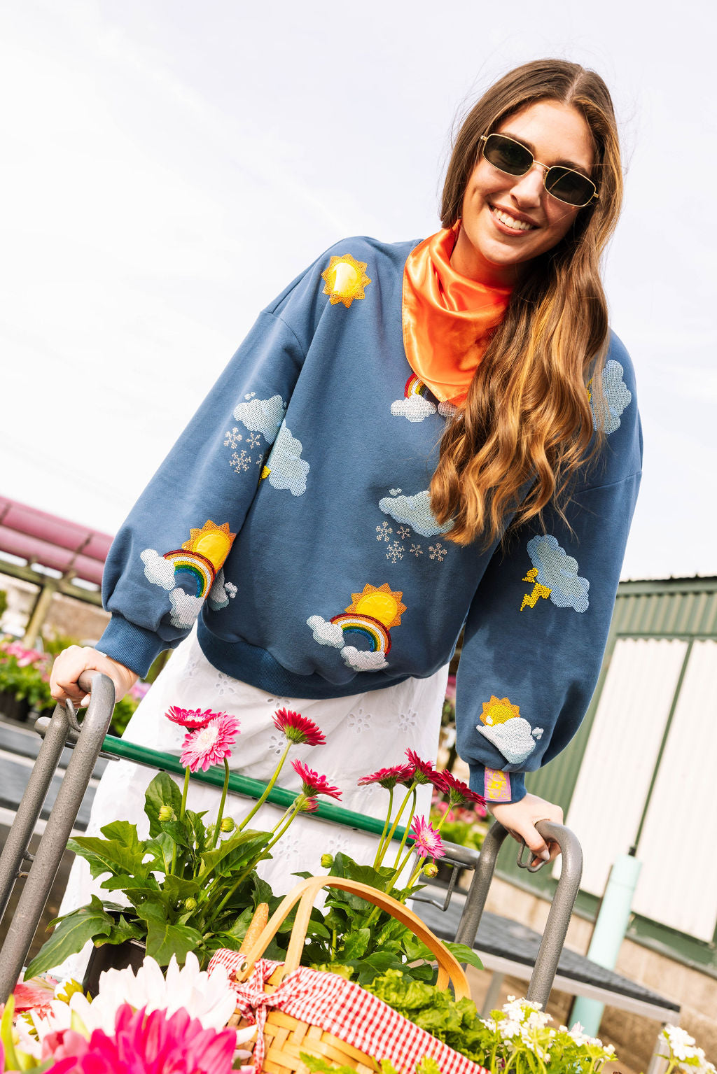 Navy Rainbow, Raincloud & Sun Sweatshirt