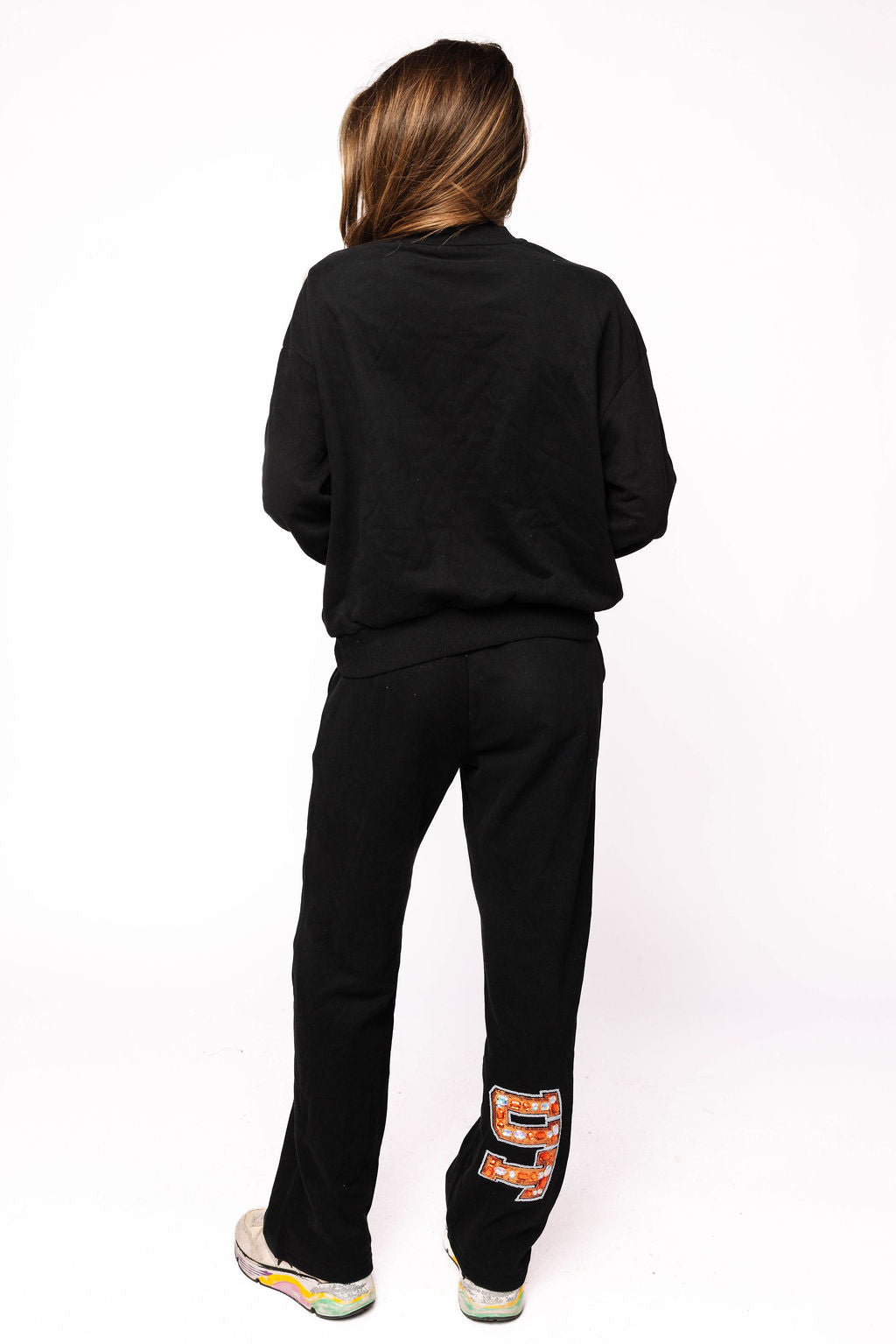 Licensed Sample - Tennessee Black W/ Multi Jewel Letter Sweatshirt/Pant SET
