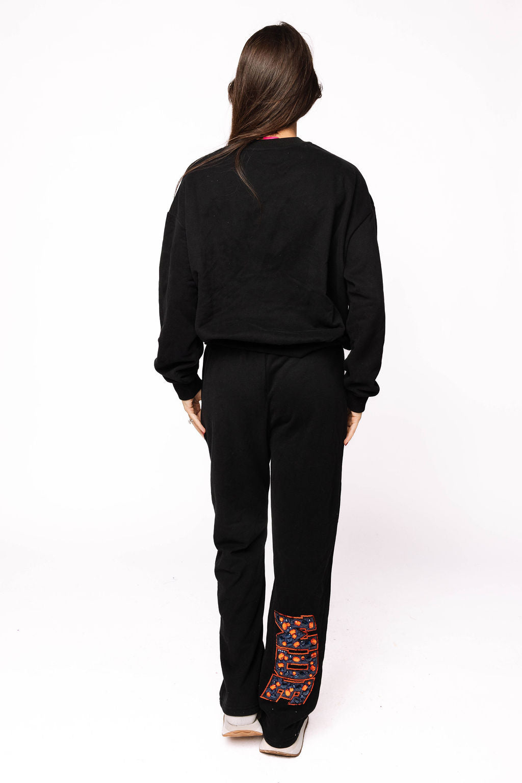 Licensed Sample - Auburn Black W/ Multi Jewel Letter Sweatshirt/Pant SET