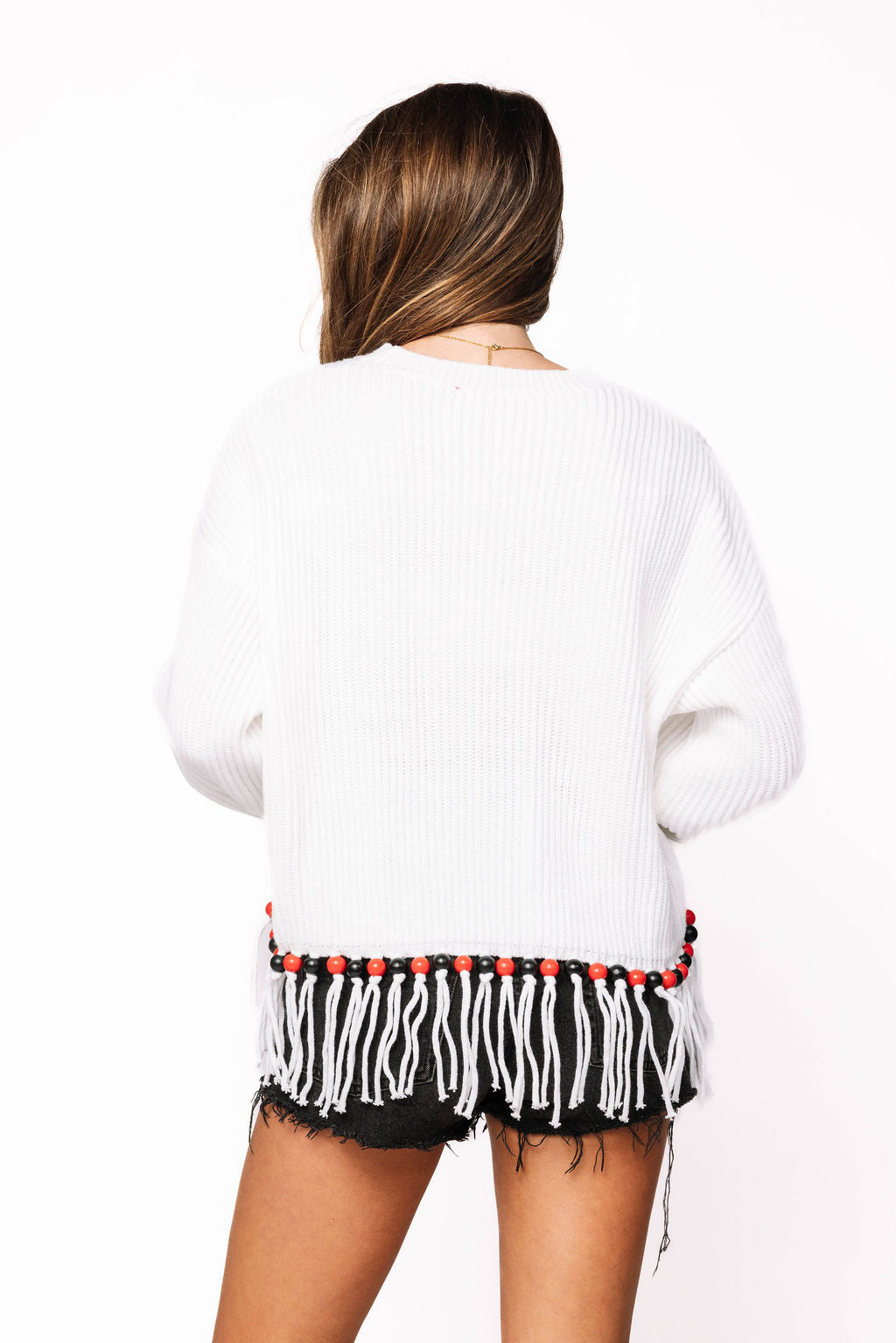 Licensed Sample - UGA Fringe Bead LS Sweater