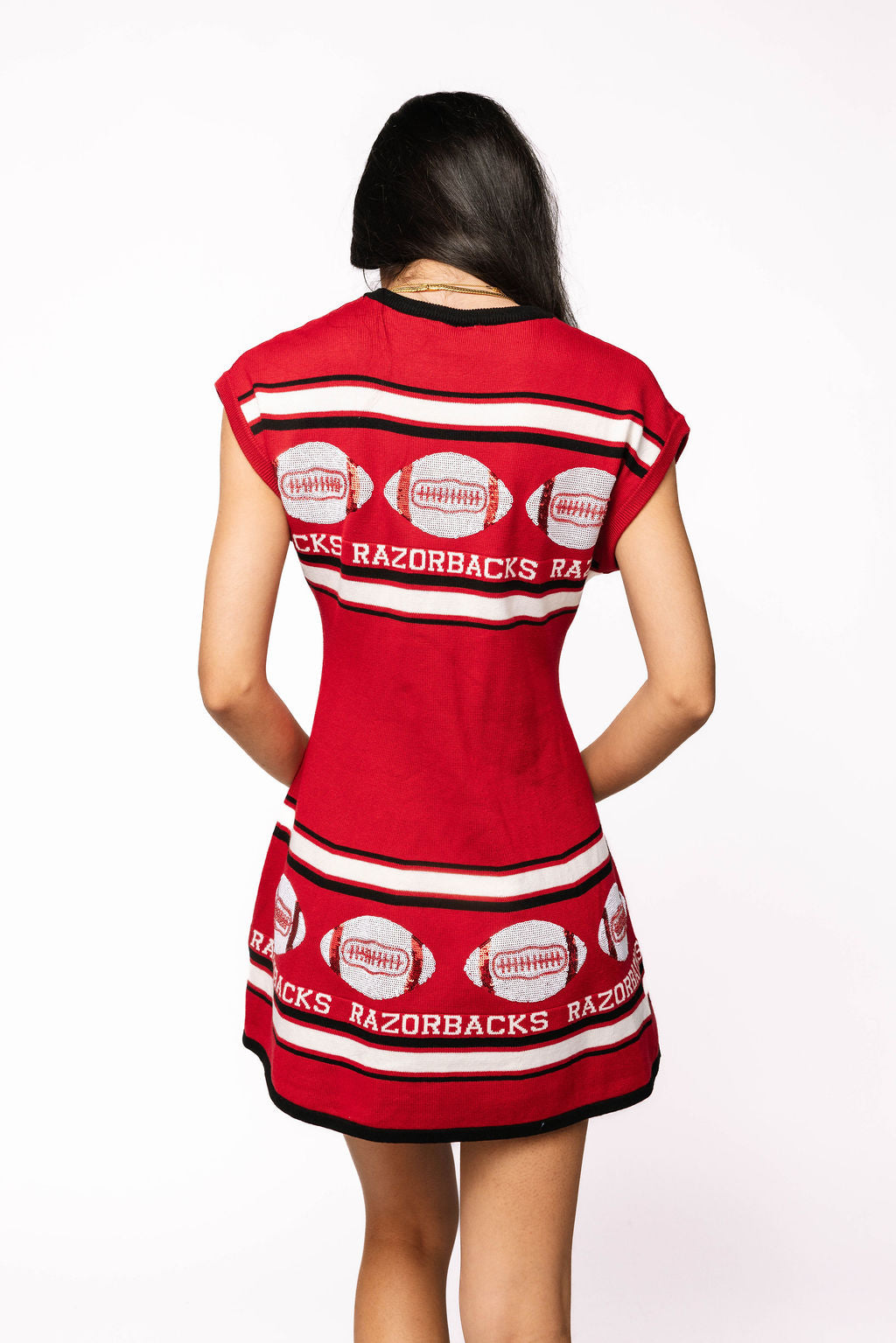 Licensed Sample - Arkansas Vintage Football Stripes Sweater Dress
