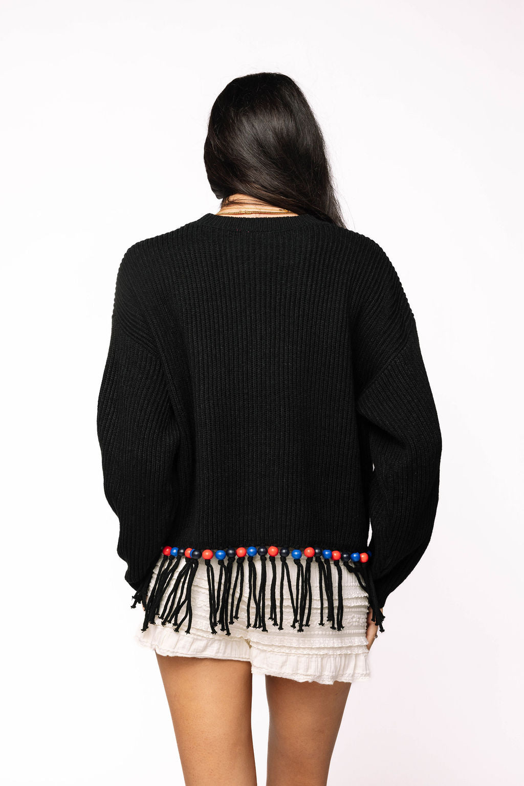 Licensed Sample - Ole Miss Fringe Bead LS Sweater