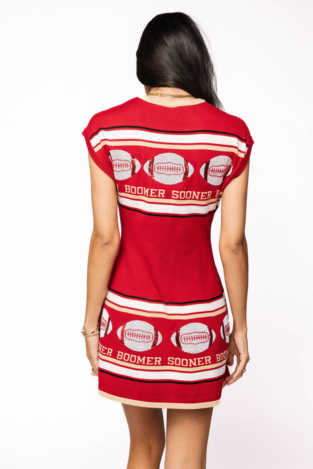 Licensed Sample - Oklahoma Vintage Football Stripes Sweater Dress