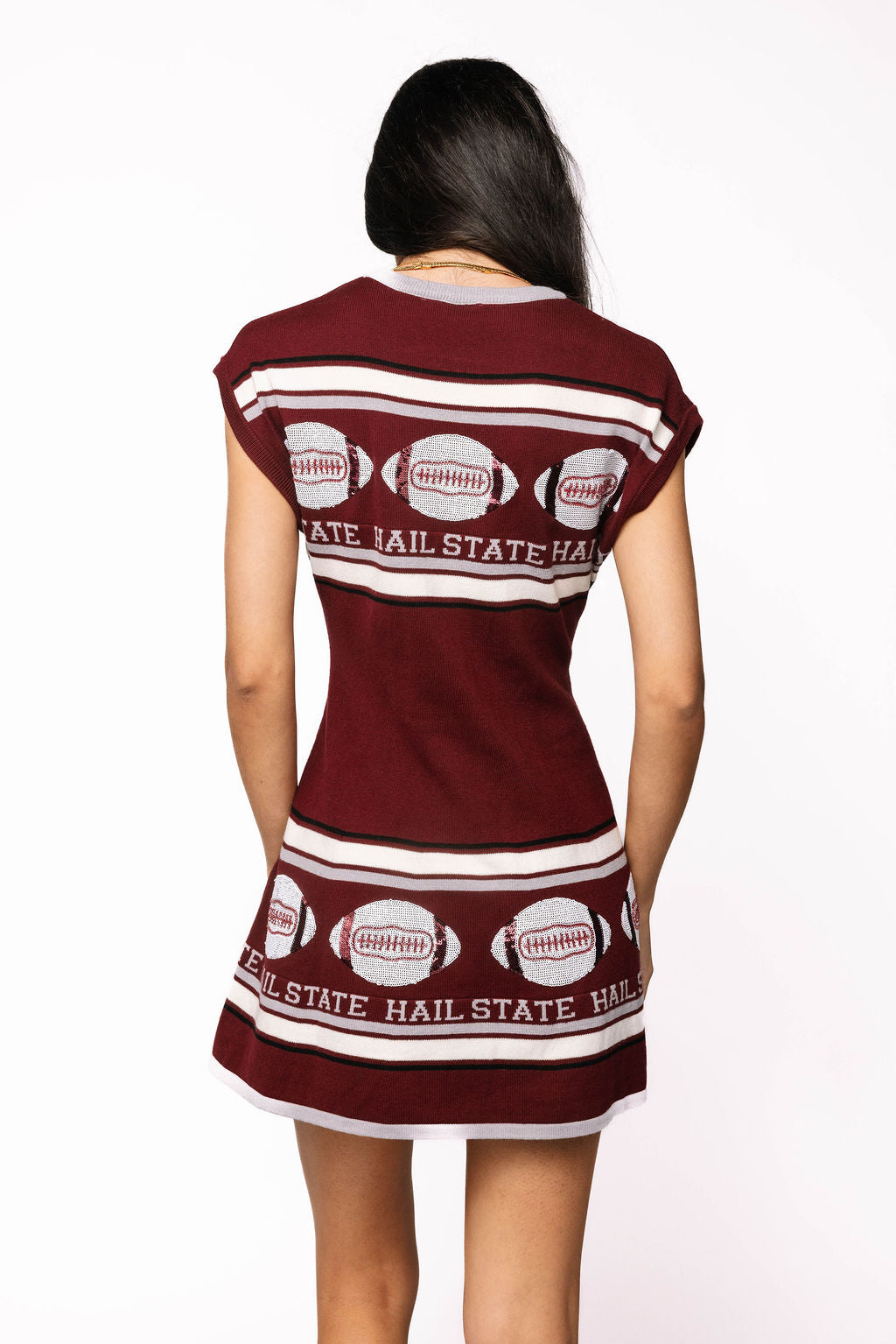 Licensed Sample - Miss State Vintage Football Stripes Sweater Dress