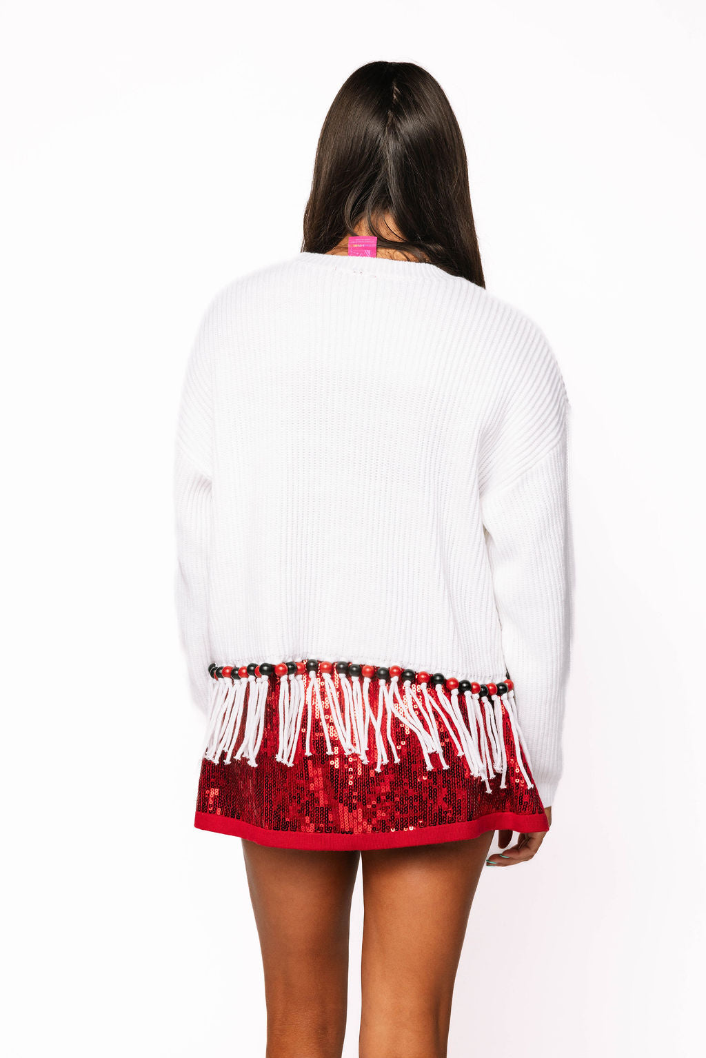 Licensed Sample - S Carolina Fringe Bead LS Sweater