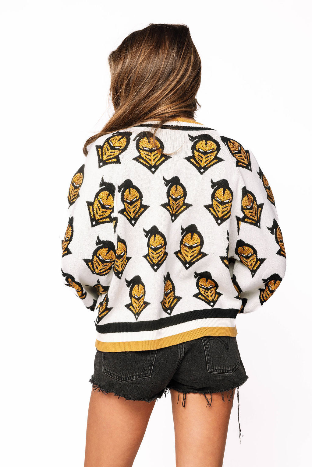 Licensed Sample - UCF Knit In Mascot Rhinestone Cardigan