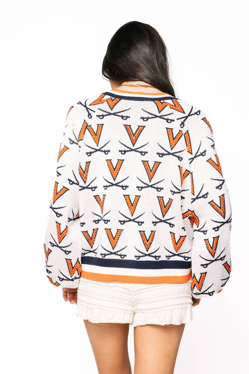 Licensed Sample - Virginia Knit In Mascot Rhinestone Cardigan