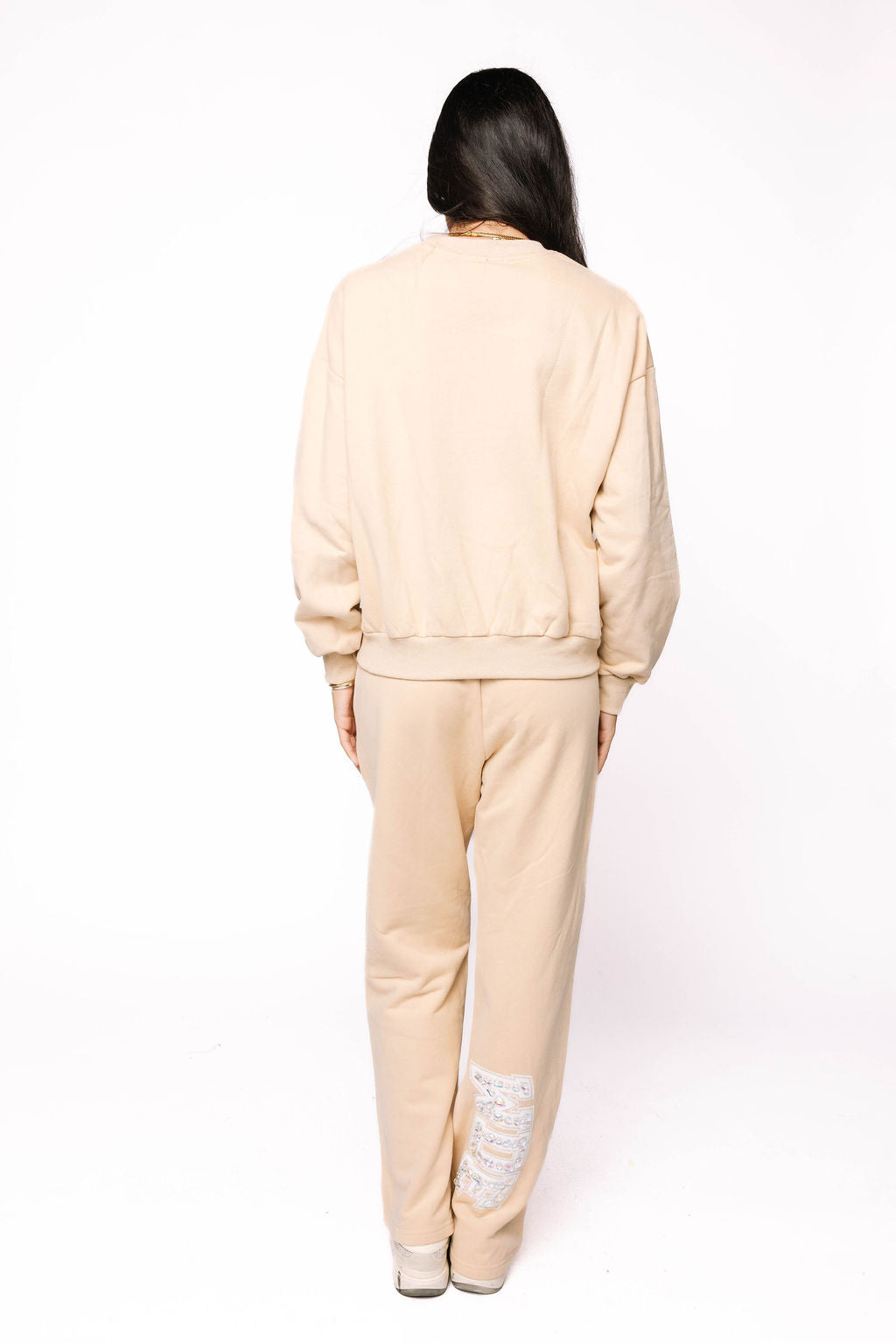 Licensed Sample - Auburn Tan W/White Jewel Letter Sweatshirt and Sweatpants SET