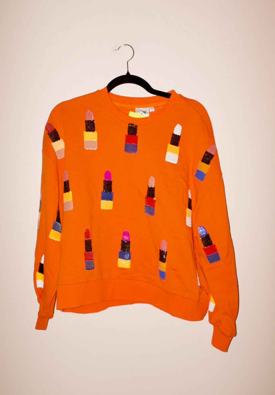 SAMPLE- ORANGE & NAVY LIPSTICK SWEATSHIRT