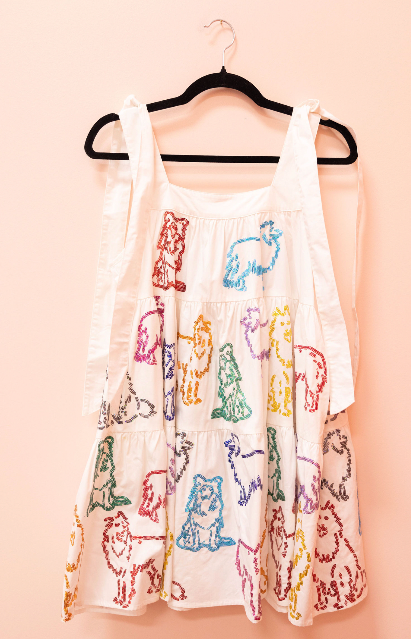 SAMPLE- WHITE & RAINBOW COLLIE DOG COTTON DRESS